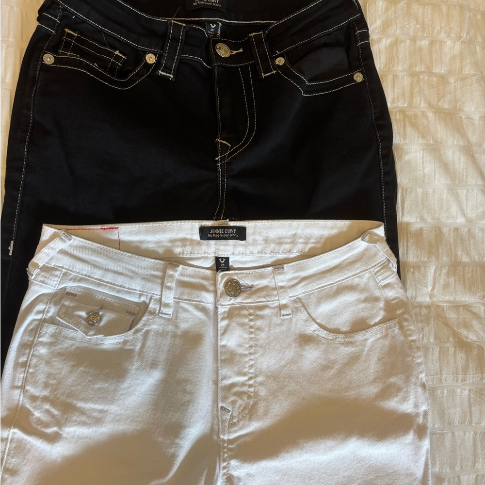 True Religion Black and White Skinny Jeans BOTH $50